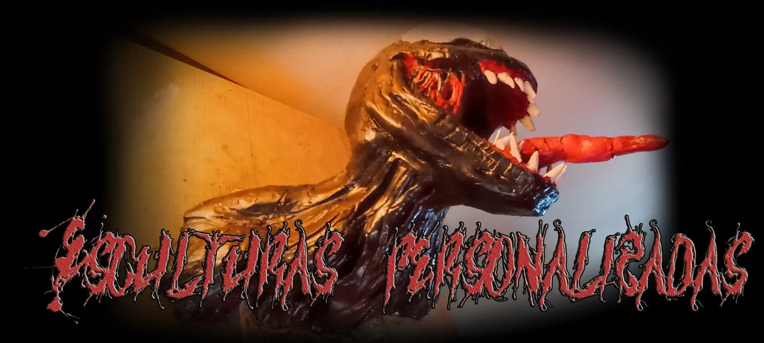 scultura della testa di Venom realizzata in creta
